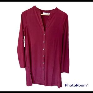 Susan Graver tunic burgundy band collar xs